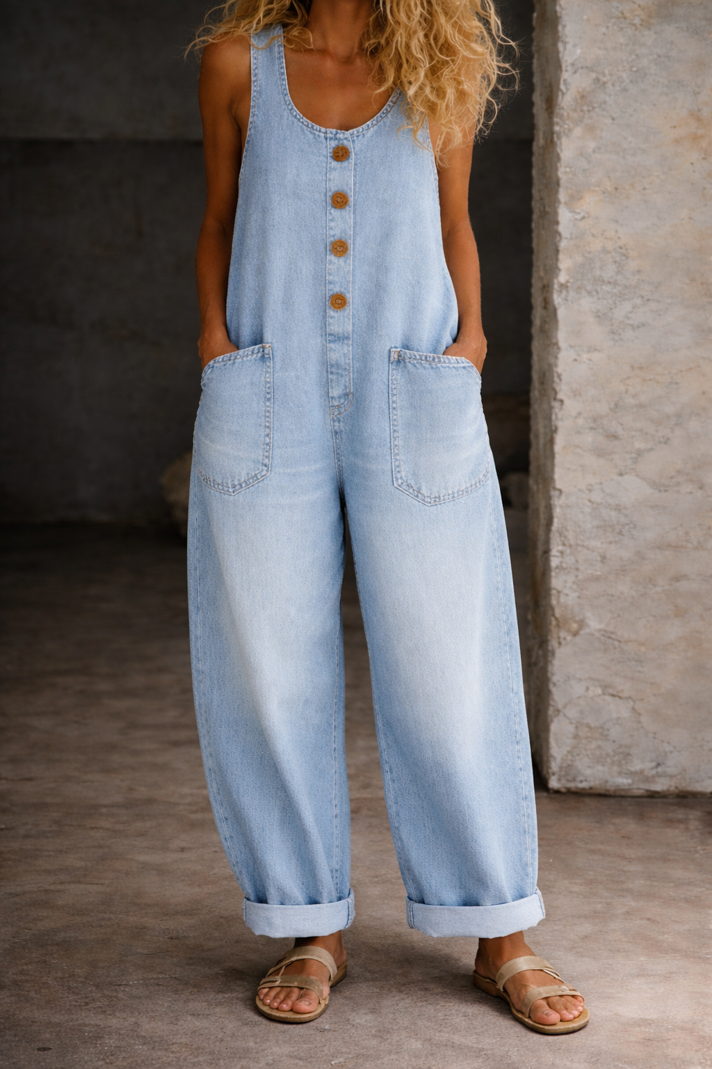 Sadie | Macacão de Denim Vintage Lavado