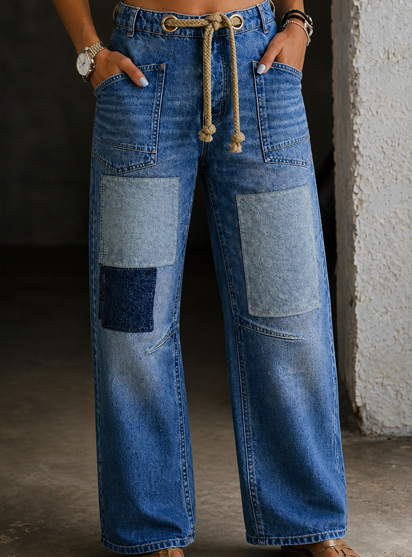 Margaret | Jeans com Corda de Patchwork