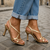 Elisabetta | Sandálias Douradas Estilo Verão