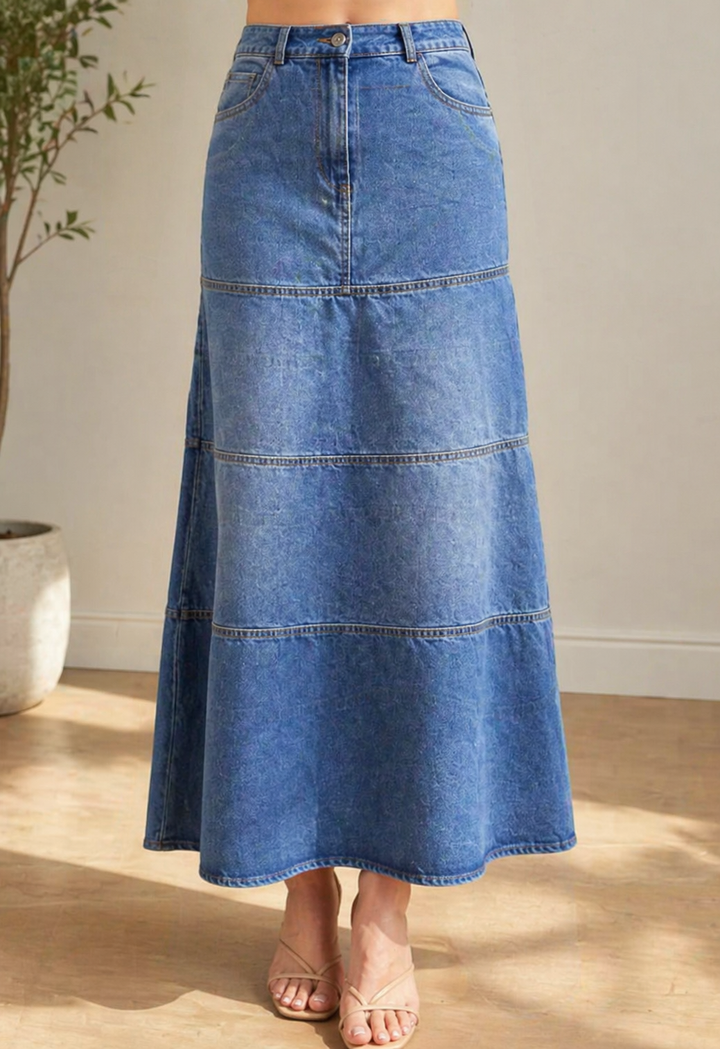 Mary | Saia de Denim de Comprimento Médio