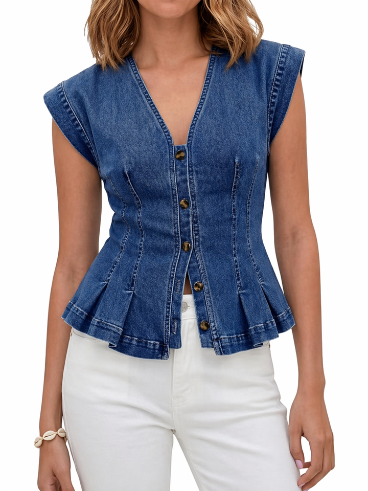 Viera | Top de Denim com Decote em V