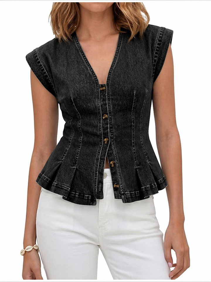 Viera | Top de Denim com Decote em V