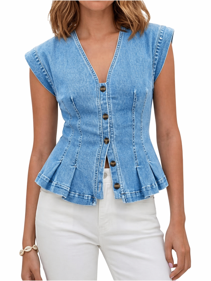 Viera | Top de Denim com Decote em V