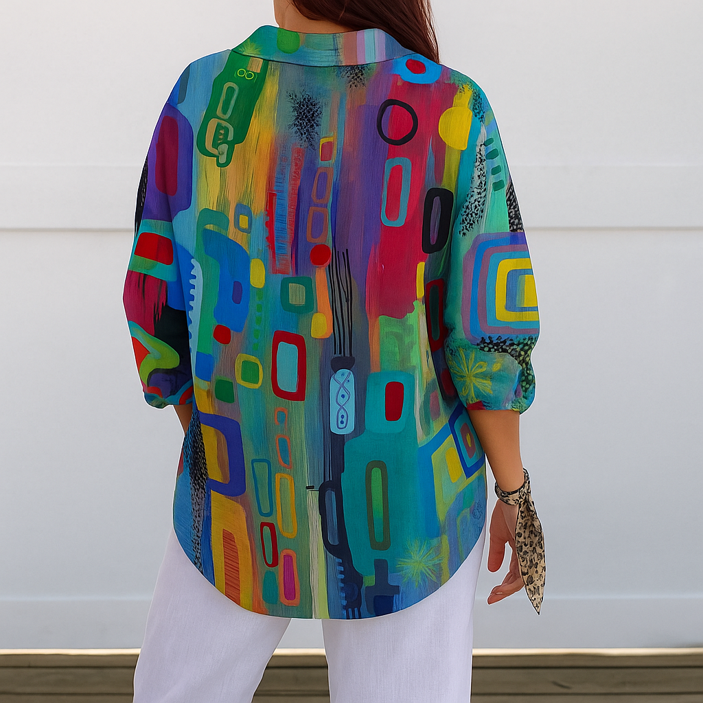 Catalina | Blusa Artística Colorida com Botões