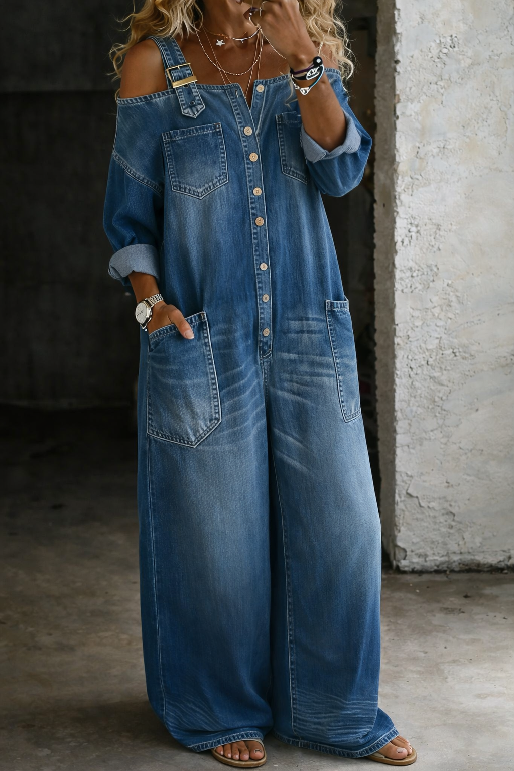 Sophia | Macacão de Denim Sem Mangas