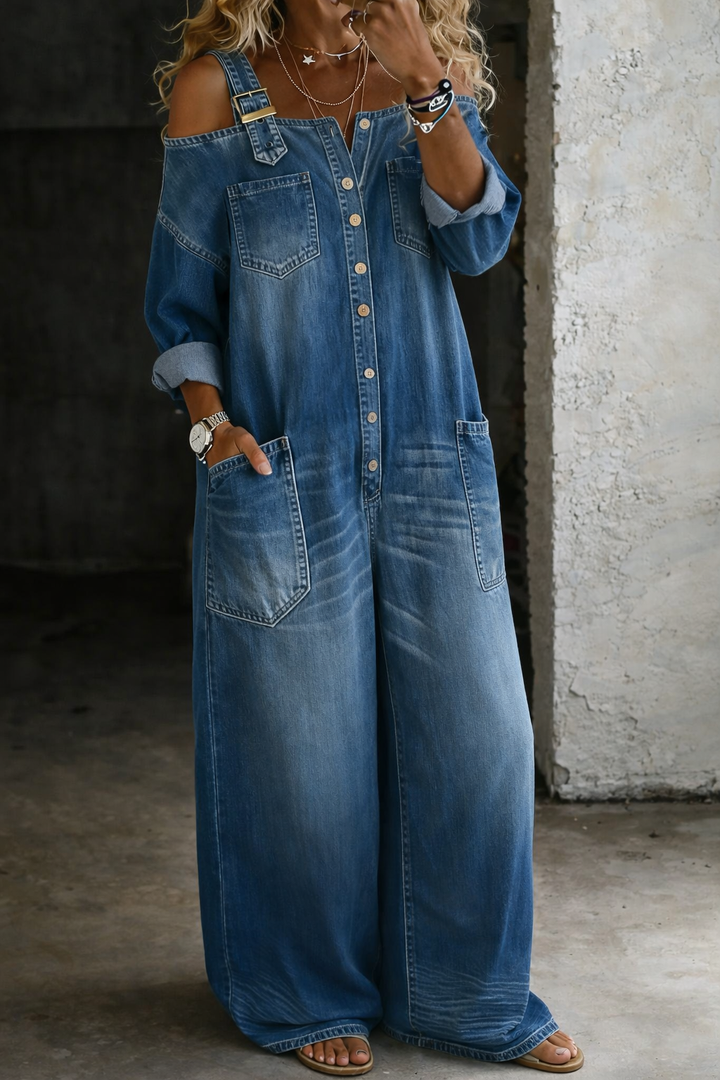 Sophia | Macacão de Denim Sem Mangas