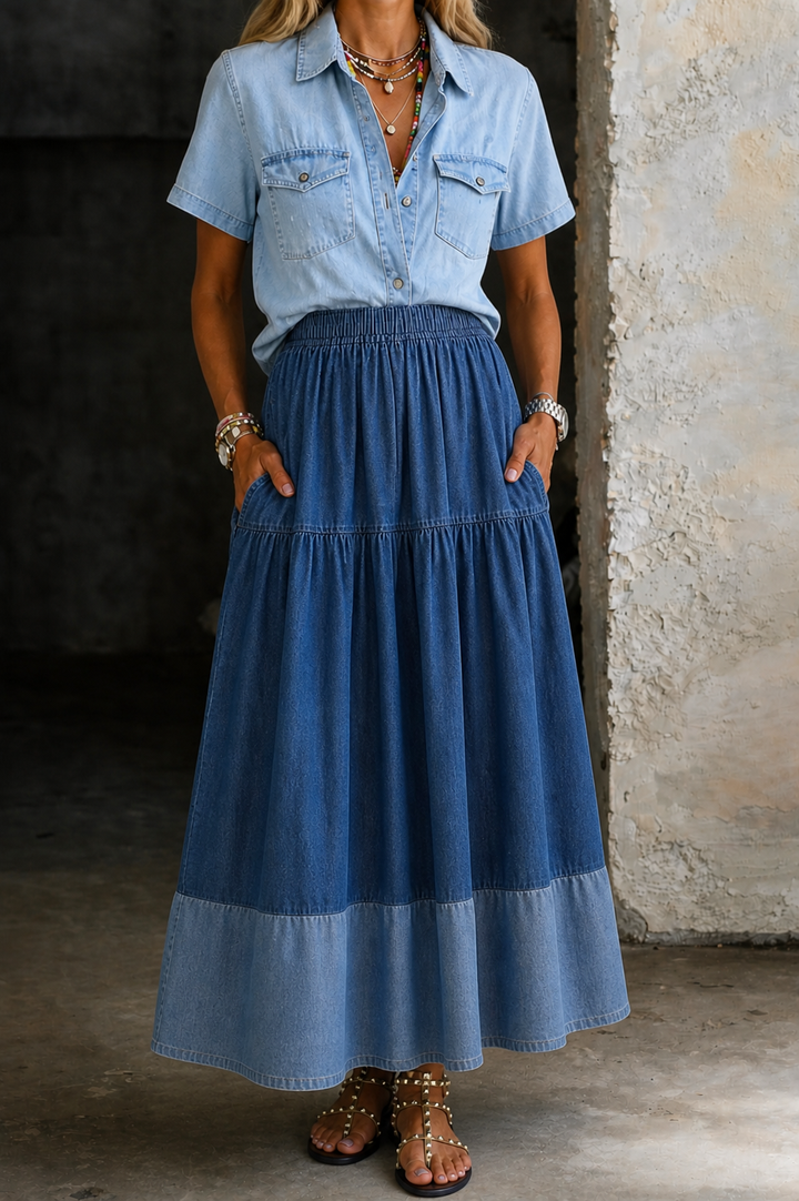 Sarah | Saia de Jeans com Cintura Elástica