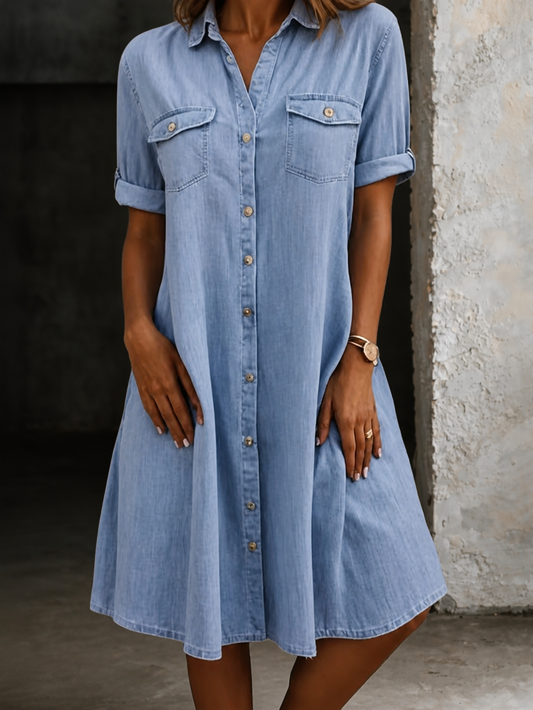 Patricia | Vestido Midi de Estilo Denim Casual