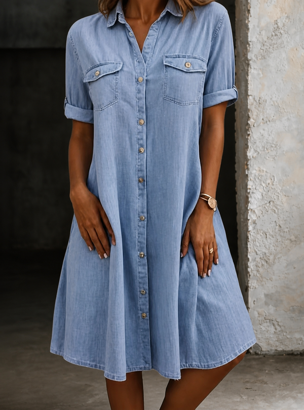 Patricia | Vestido Midi de Estilo Denim Casual