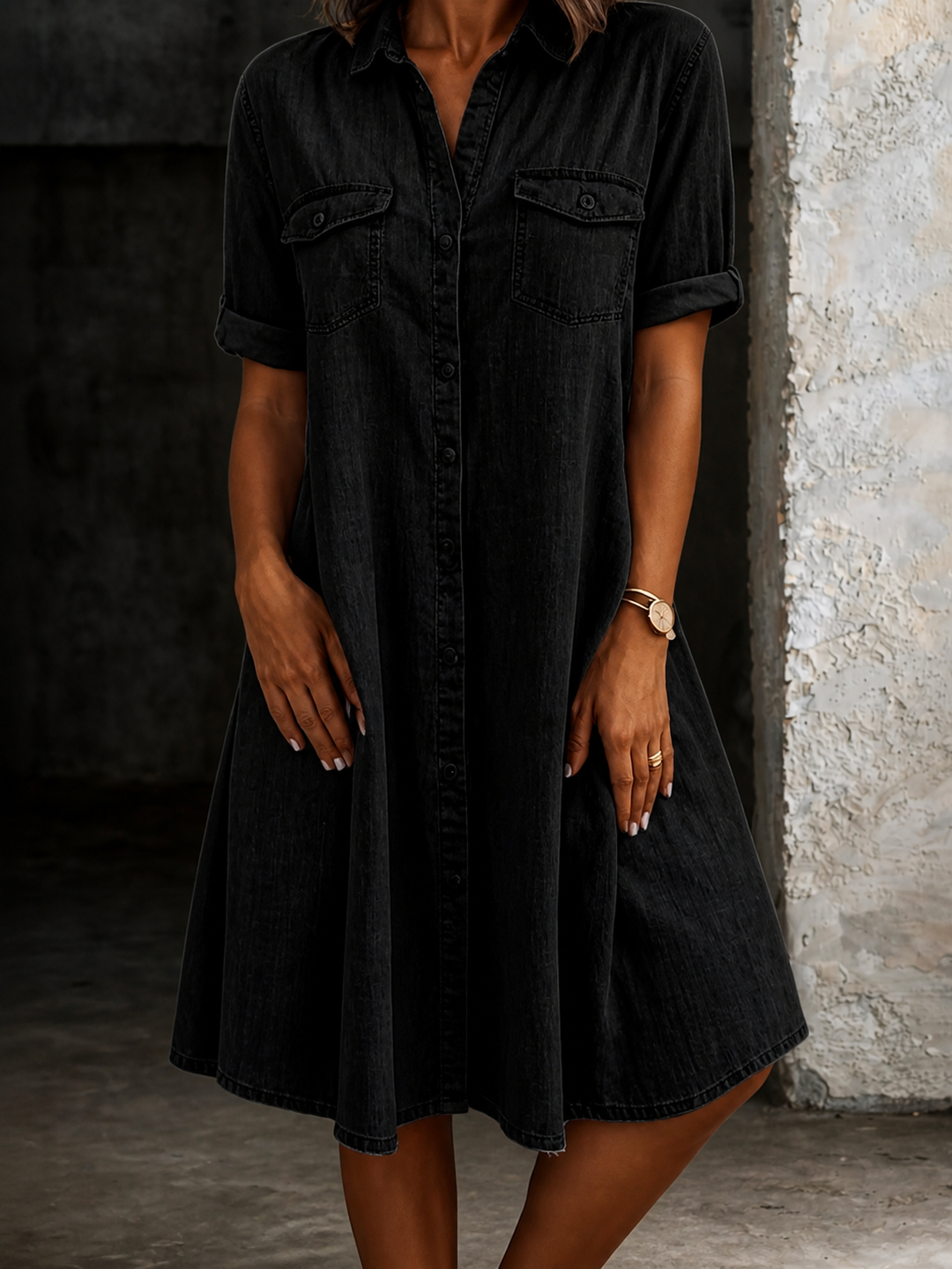 Patricia | Vestido Midi de Estilo Denim Casual