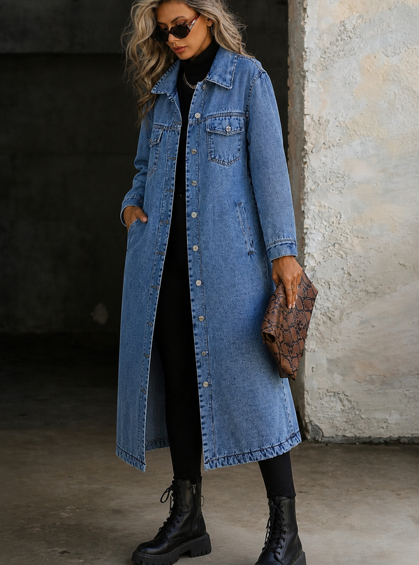Maya | Casaco de Denim Longo e Estiloso