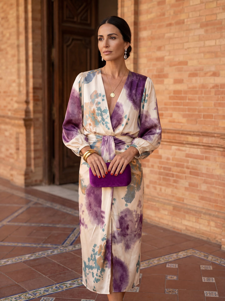 Valeria – Vestido de luxo com estampa em aquarela