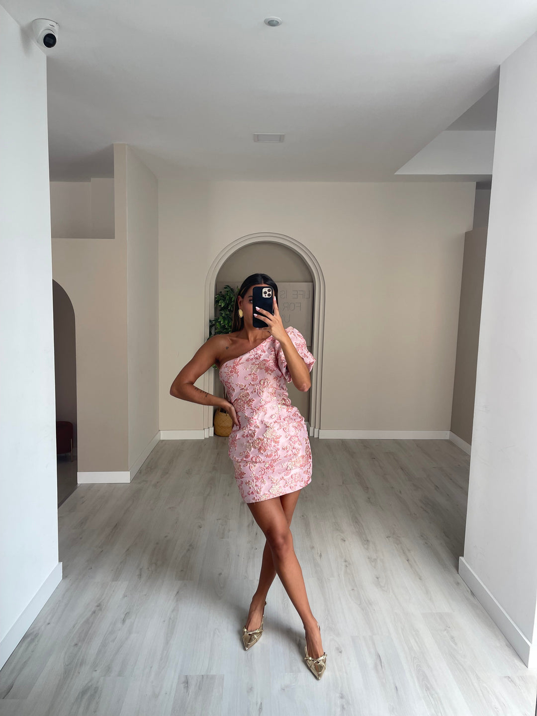 Lara- Vestido Texturado Com manga
