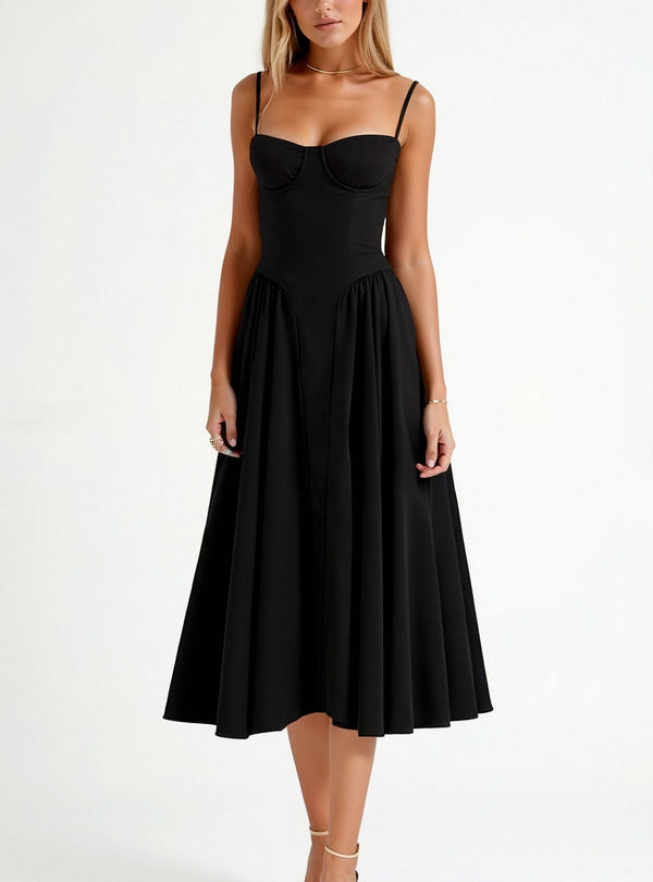 Odete - Vestido midi corpete estruturado