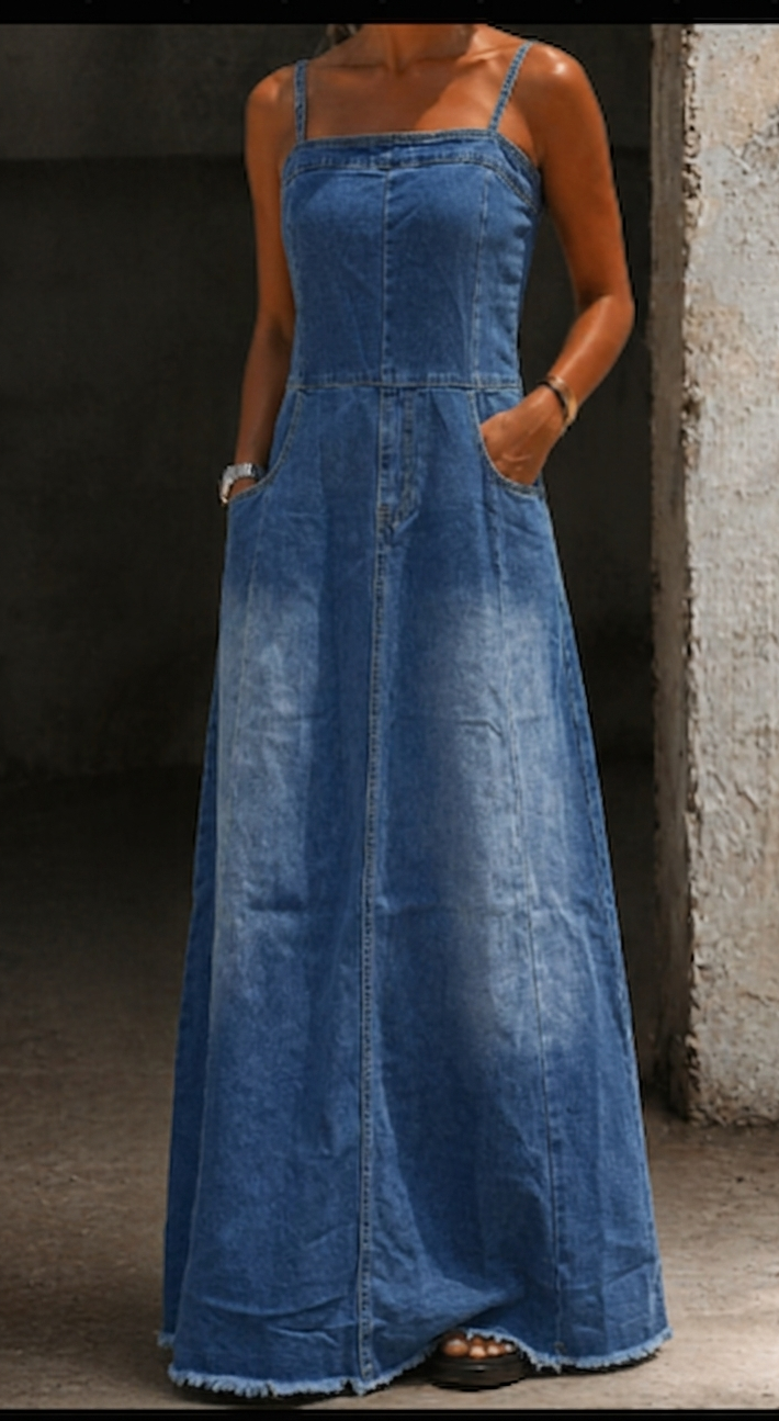 Savannah | Vestido Maxi de Denim Vintage