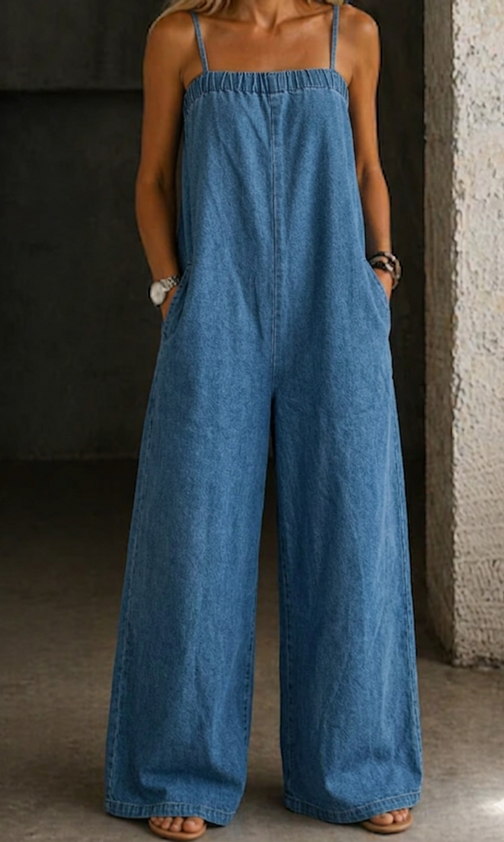 Madison | Macacão de Denim com Pernas Largas