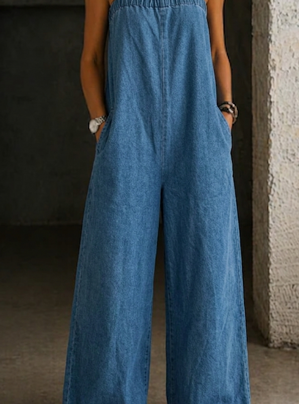 Madison | Macacão de Denim com Pernas Largas