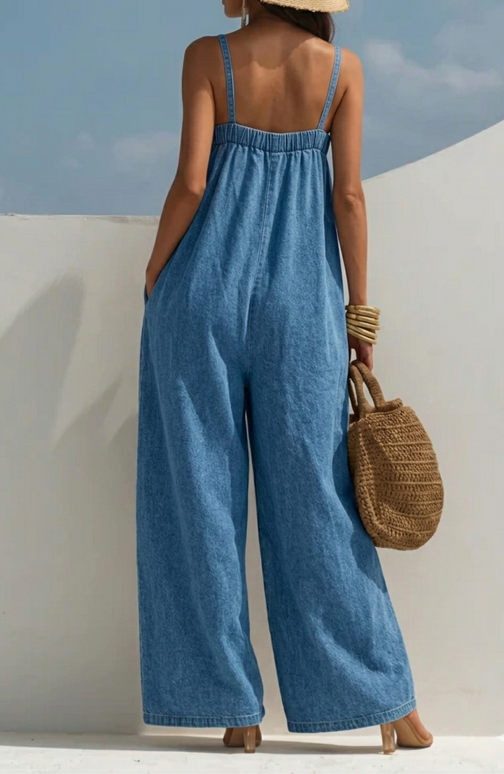 Madison | Macacão de Denim com Pernas Largas