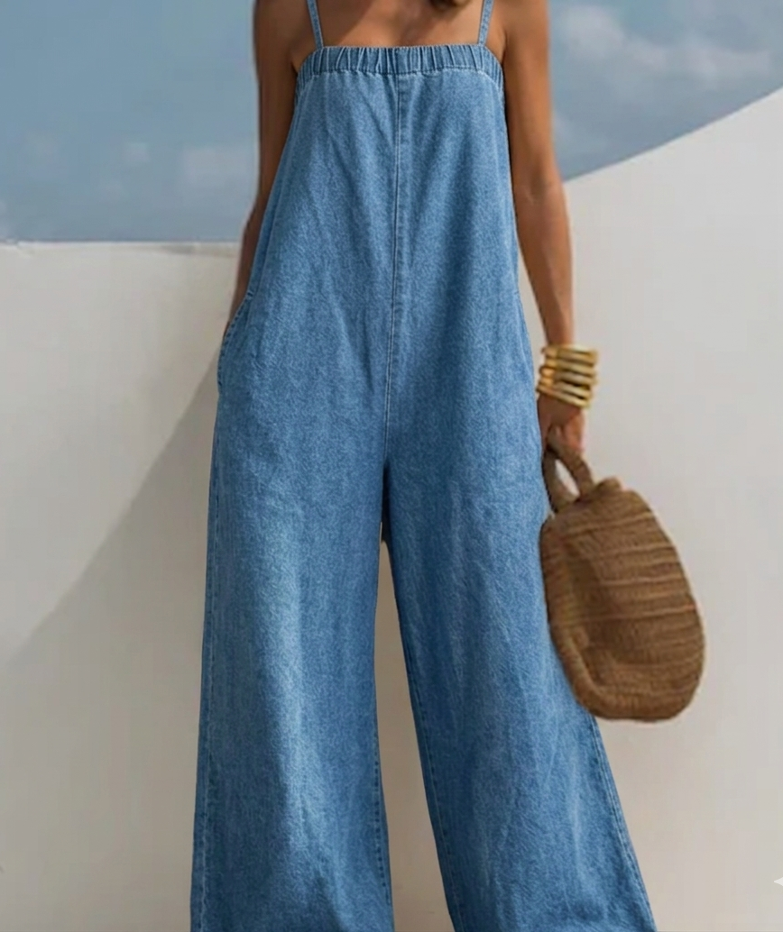 Madison | Macacão de Denim com Pernas Largas