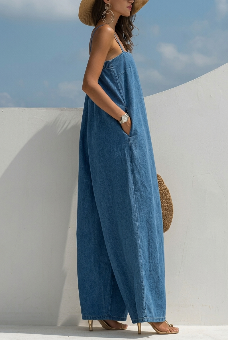 Madison | Macacão de Denim com Pernas Largas