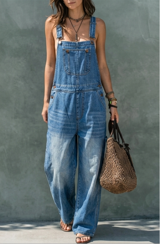 Harper | Macacão de Denim com Cintura Elástica