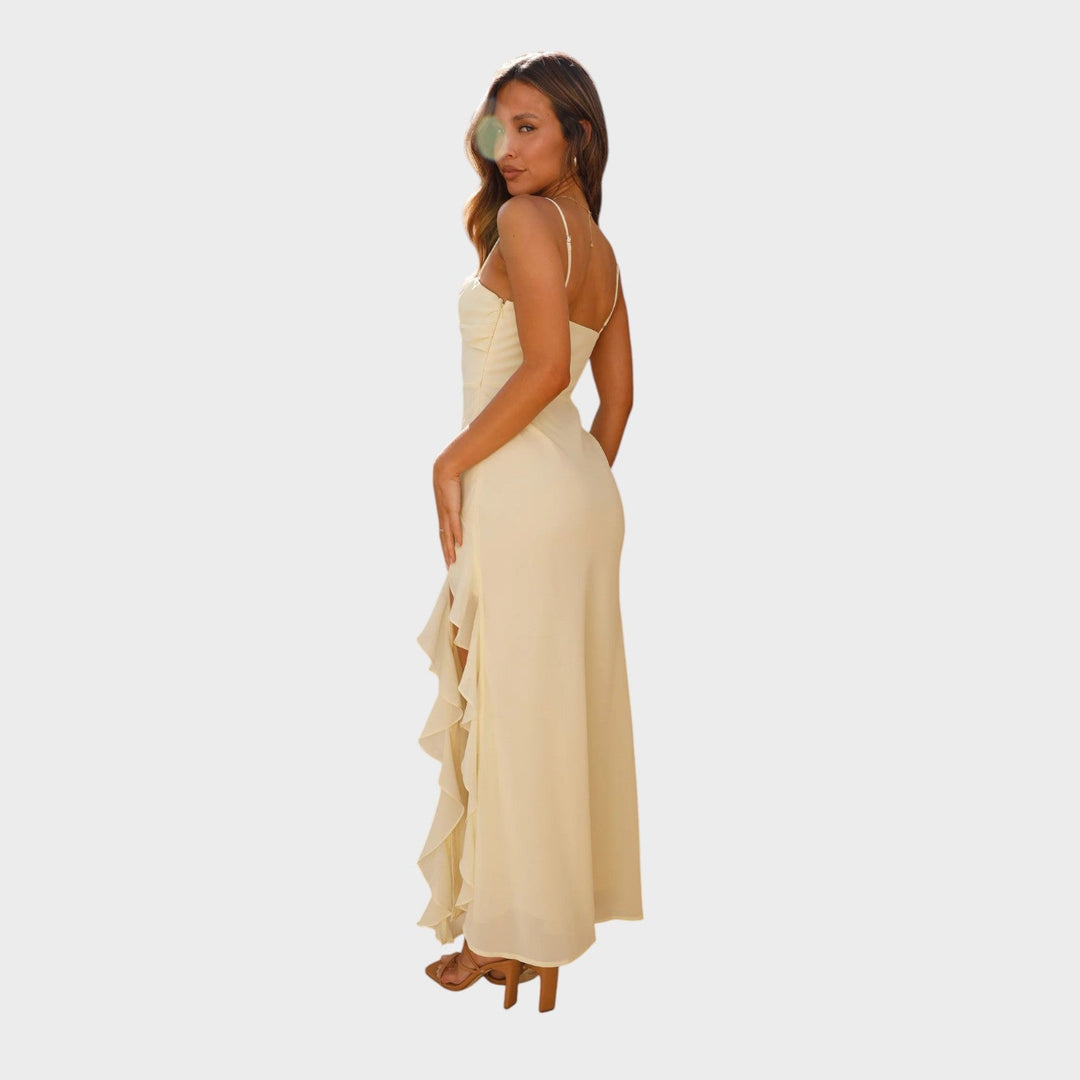 Aurelia - Vestido com folhos e alças finas