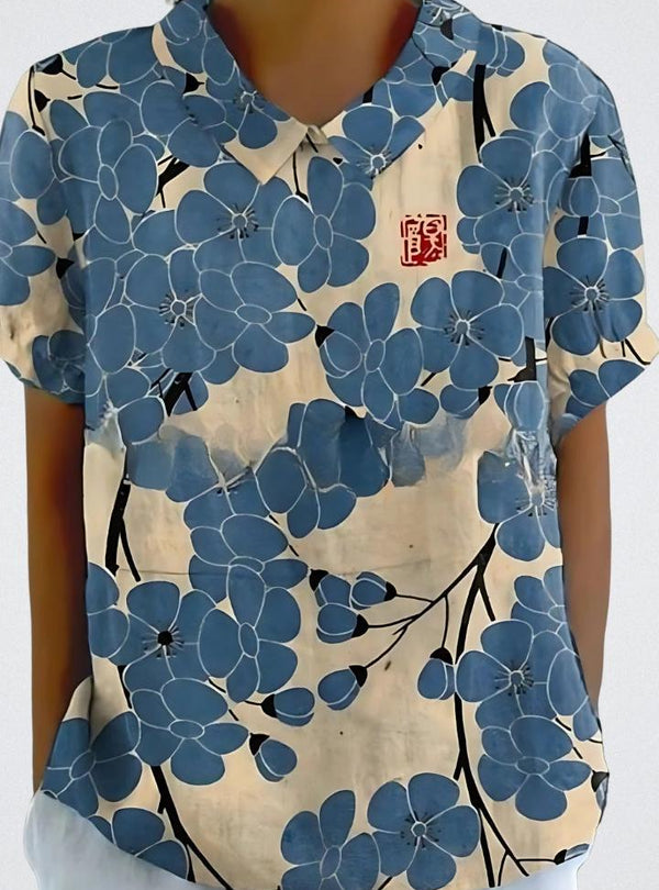 Laura | Blusa de flores azuis