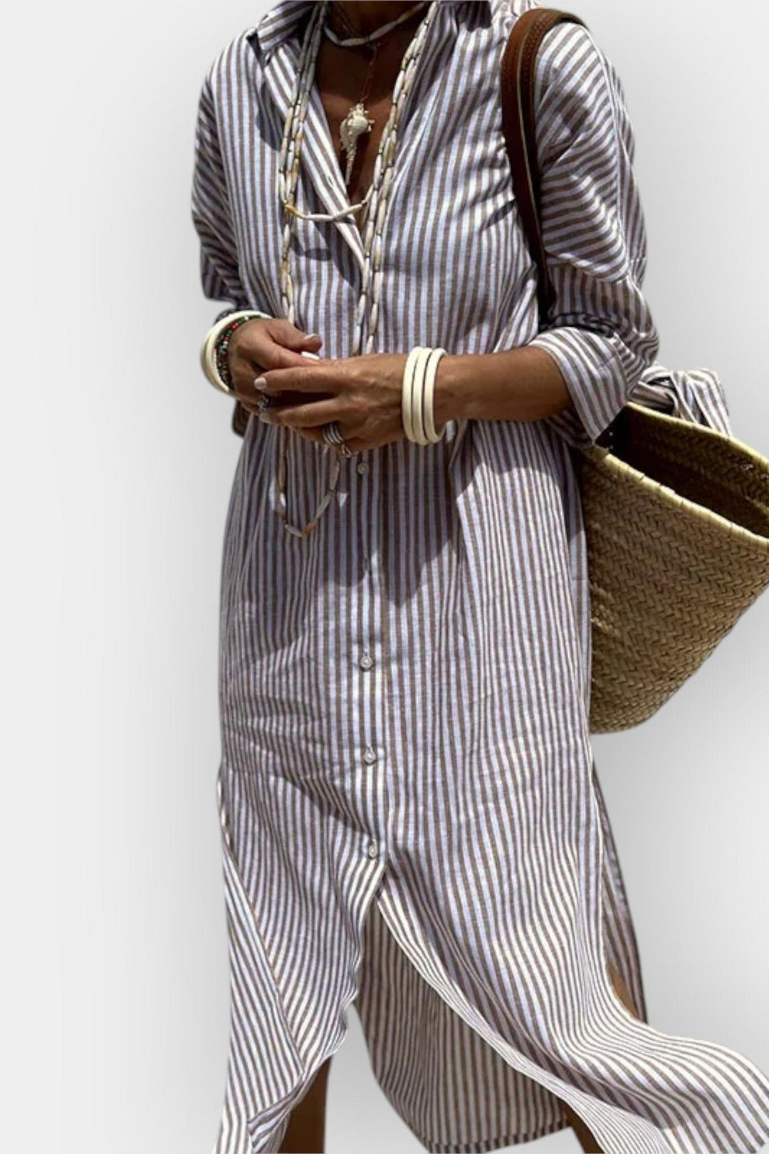 Luna | Vestido de camisa riscado