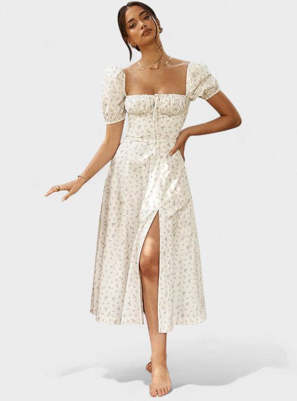 Helena - Vestido Verão com Decote Quadrado