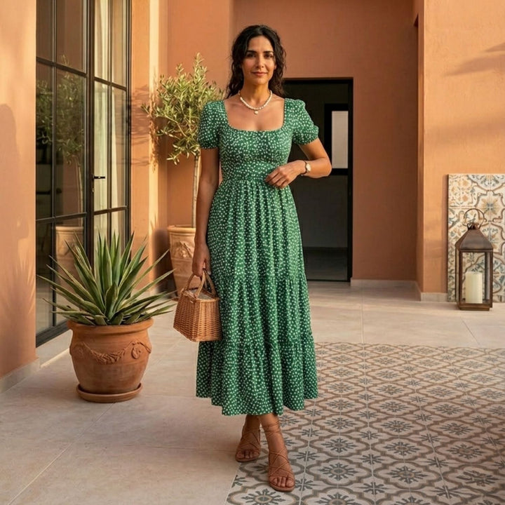 Alda | Vestido midi com padrão floral