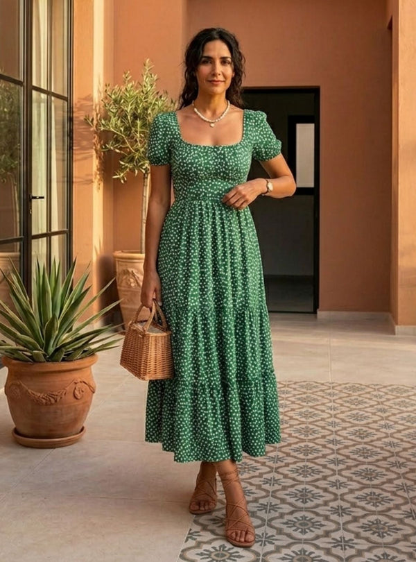 Alda | Vestido midi com padrão floral