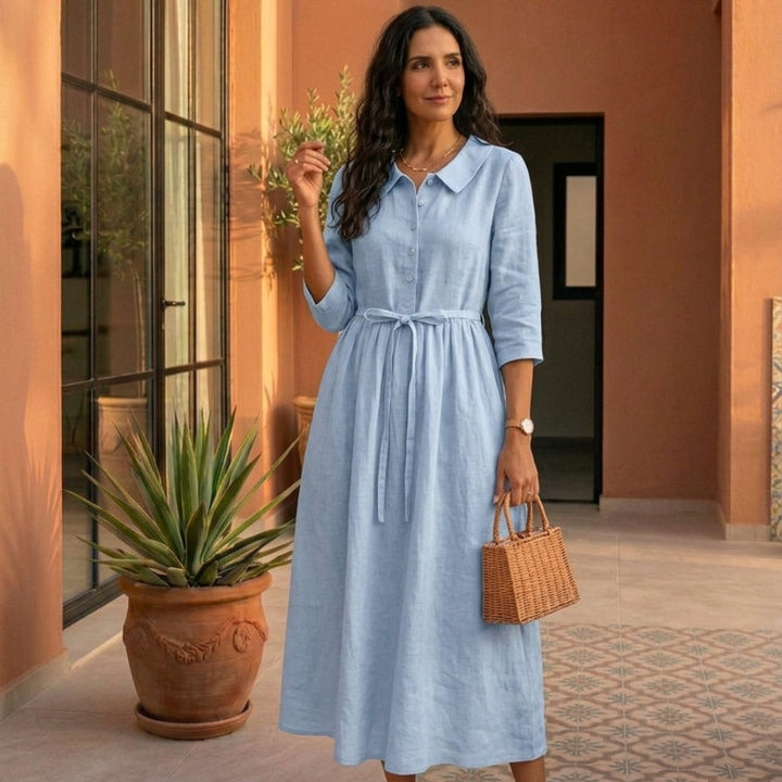 Lina | Vestido de linho clássico claro