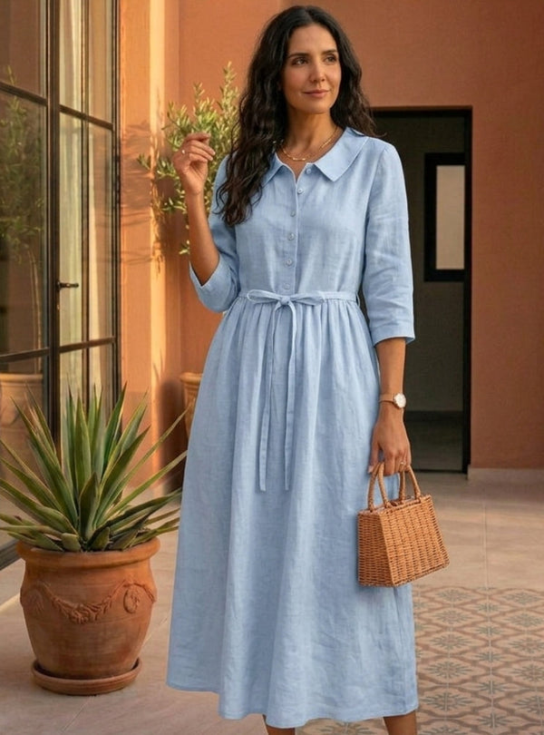 Lina | Vestido de linho clássico claro