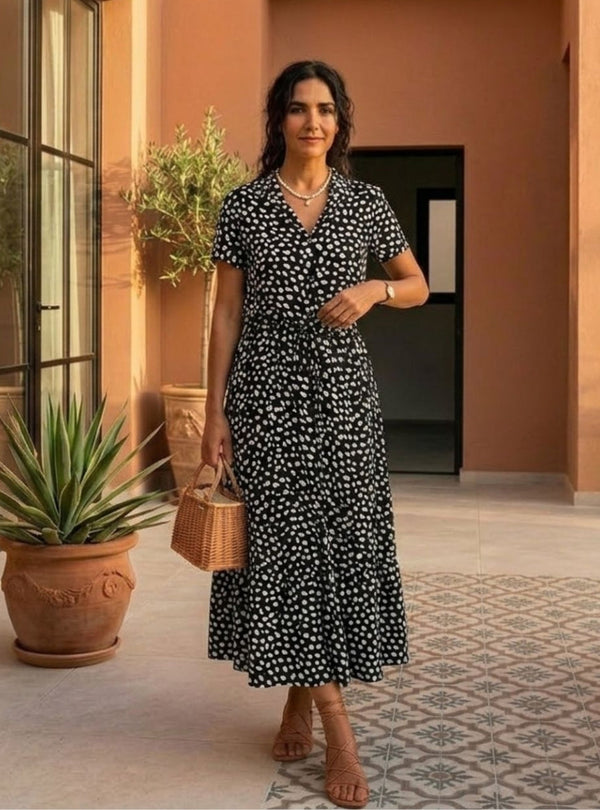 Emilia | Vestido Vintage com Padrão Floral e Mangas curtas