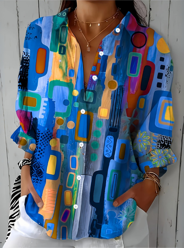 Catalina | Blusa Artística Colorida com Botões