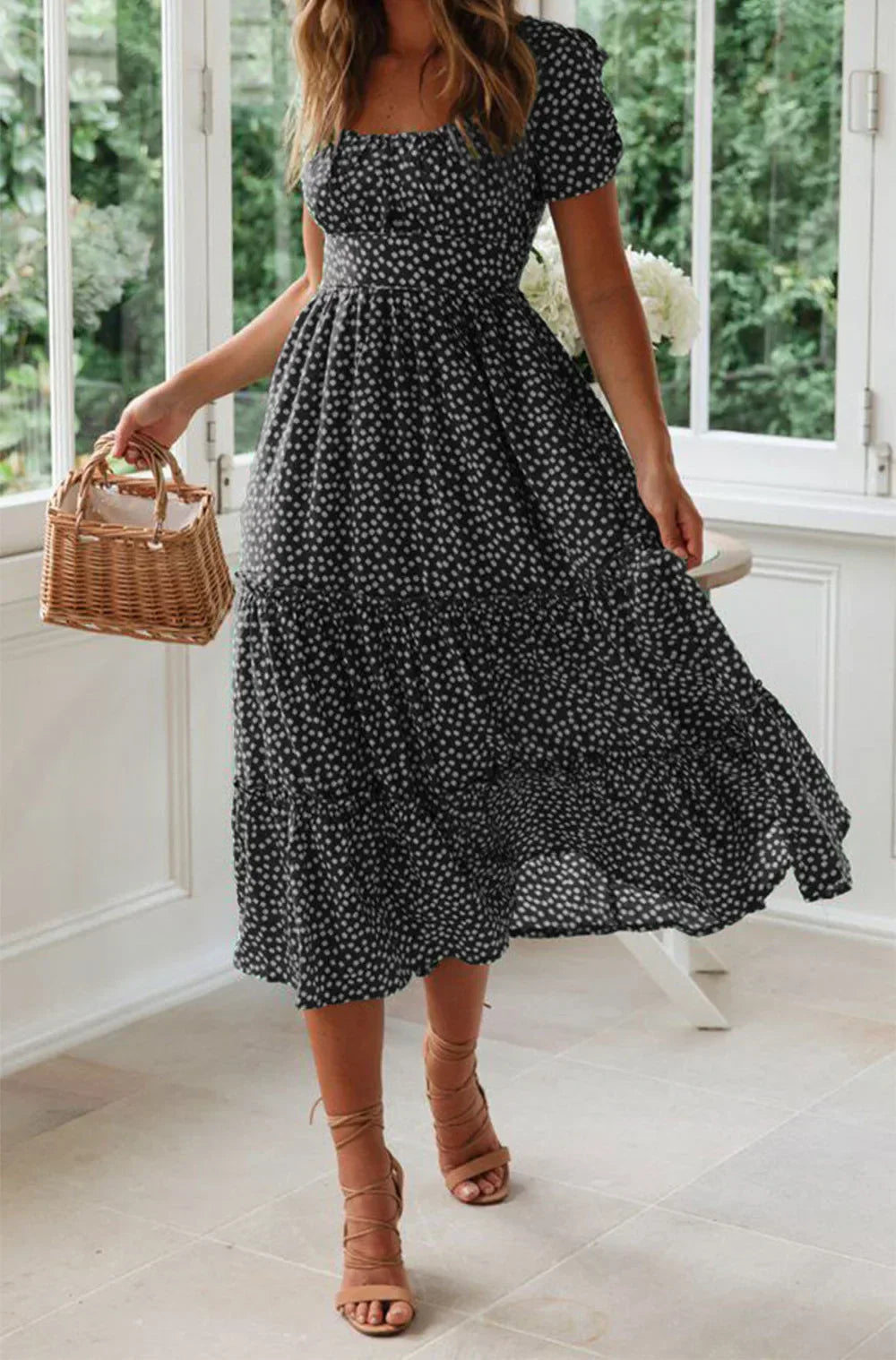 Alda | Vestido midi com padrão floral