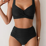 Abril™ | Bikini Bandeau com Tecido Franzido