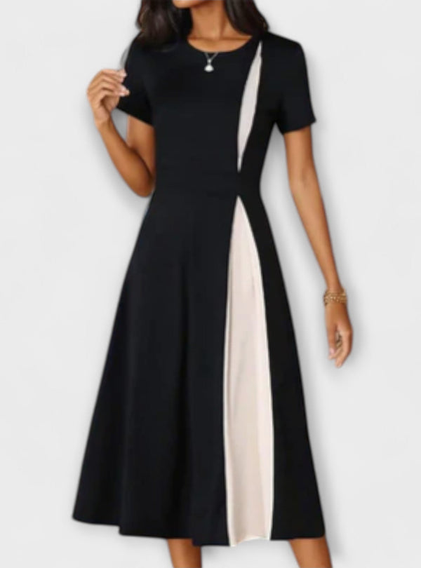 Diana - Vestido midi preto e branco