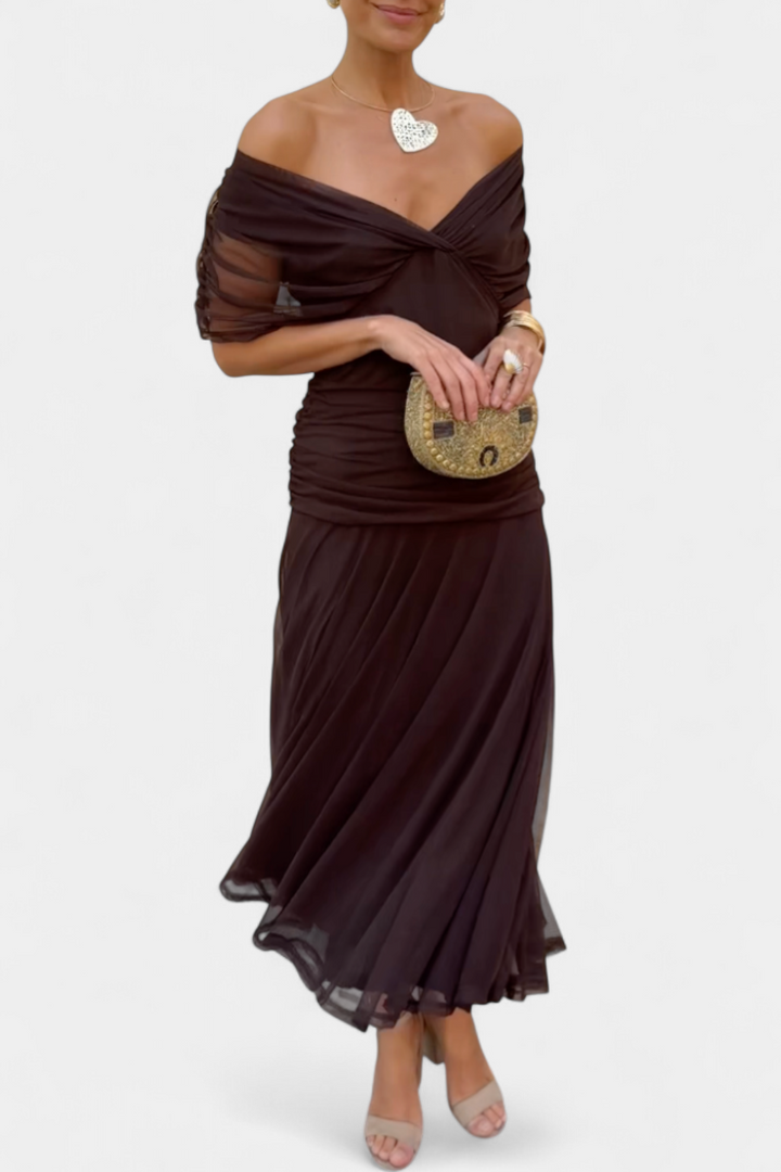 Florendra | Vestido Longo com Padrão Floral e Decote em V
