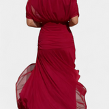 Florendra | Vestido Longo com Padrão Floral e Decote em V
