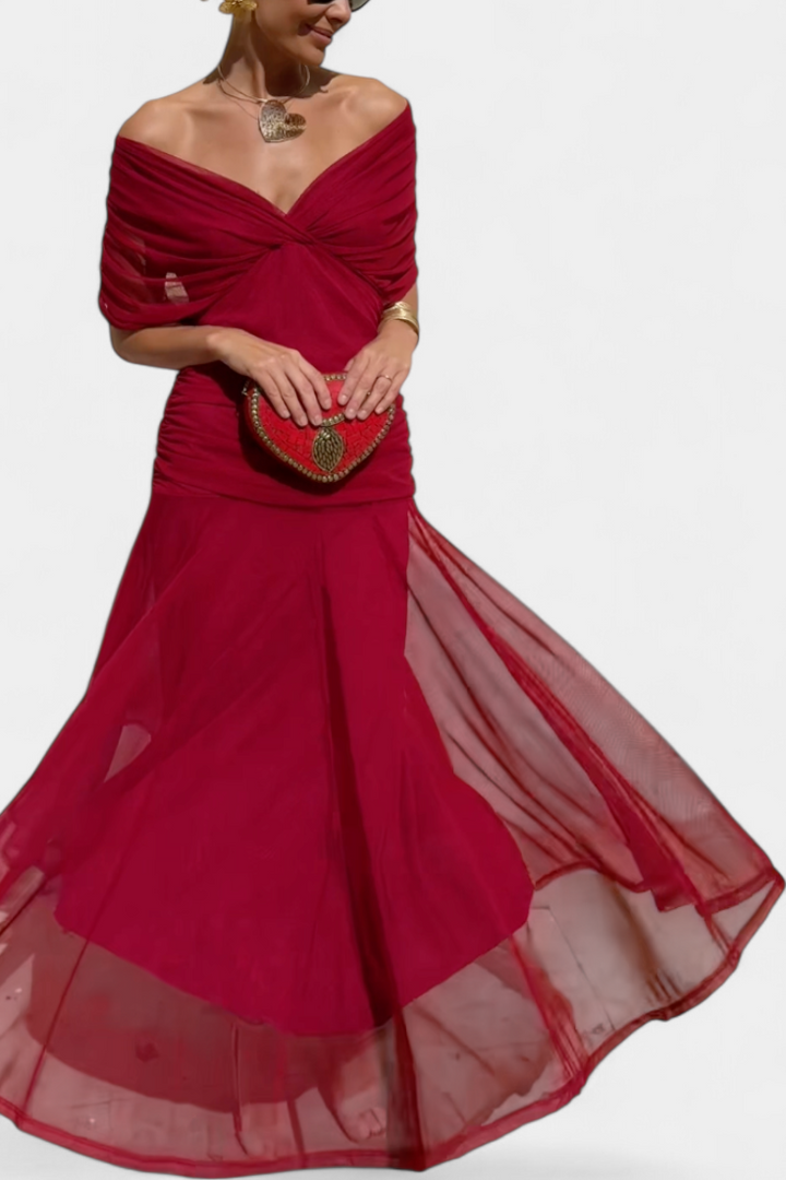 Florendra | Vestido Longo com Padrão Floral e Decote em V