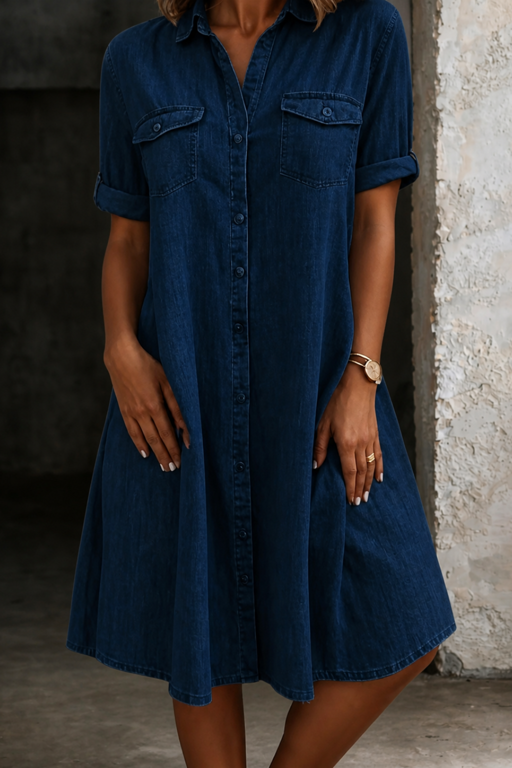 Patricia | Vestido Midi de Estilo Denim Casual