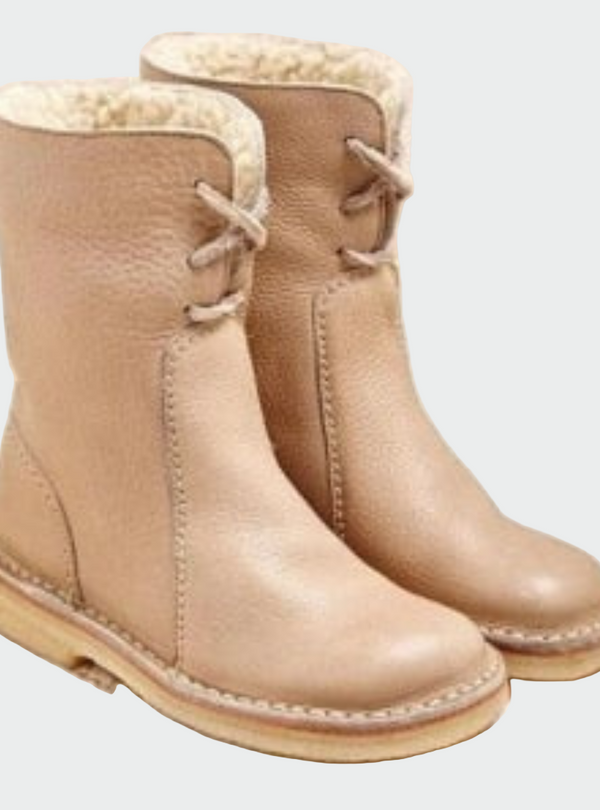 Botins de couro impermeáveis com forro de lã