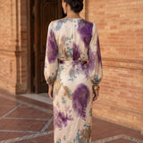 Valeria – Vestido de luxo com estampa em aquarela
