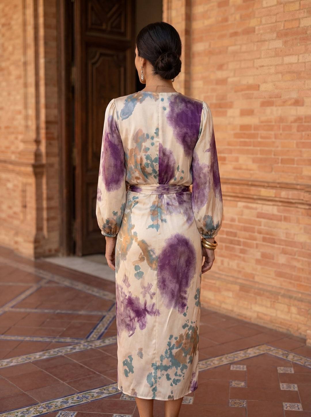 Valeria – Vestido de luxo com estampa em aquarela