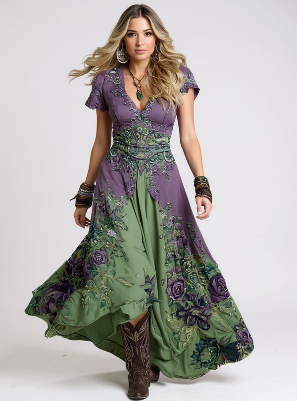 Celeste - Vestido floral ajustado e fluido