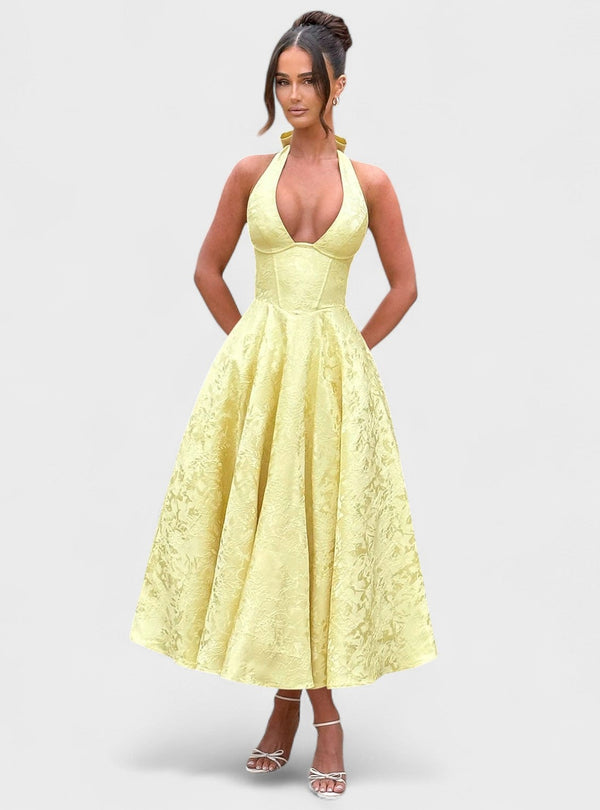 Halina - Vestido midi com espartilho