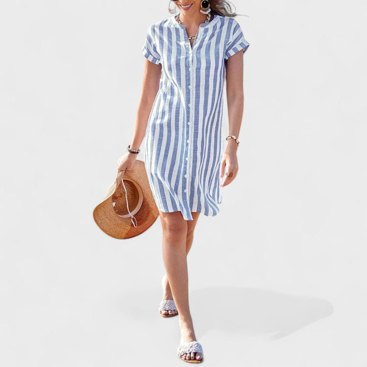 Martina - Vestido de camisa às riscas elegante