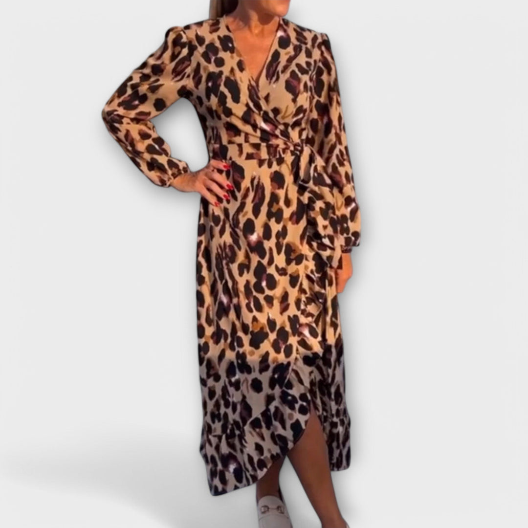 Emília - Vestido casual com estampado de leopardo