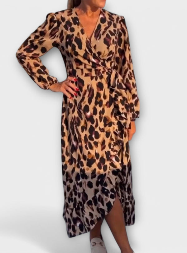 Emília - Vestido casual com estampado de leopardo